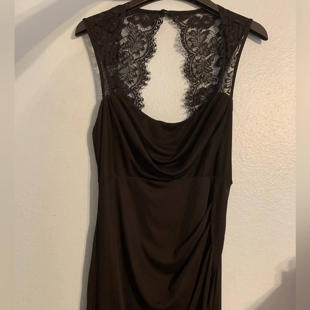 This is a long black formal dress